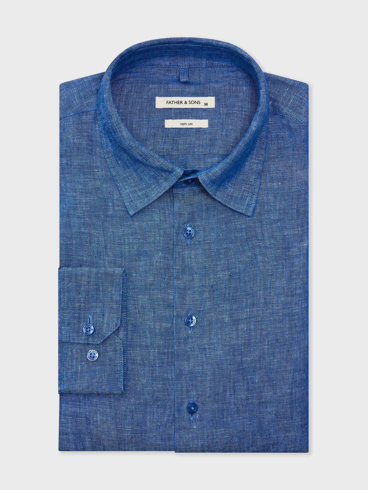 Chemise Slim En Lin Bleu Indigo