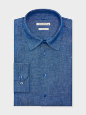 Chemise Slim en lin bleu indigo