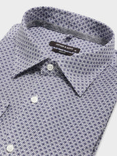 Chemise Slim En Lin Motif Bleu Indigo