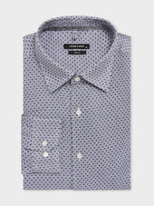 Chemise slim en lin à motif bleu indigo