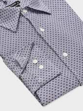 Chemise Slim En Lin Motif Bleu Indigo
