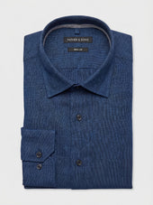 Chemise Slim En Lin Bleu Indigo