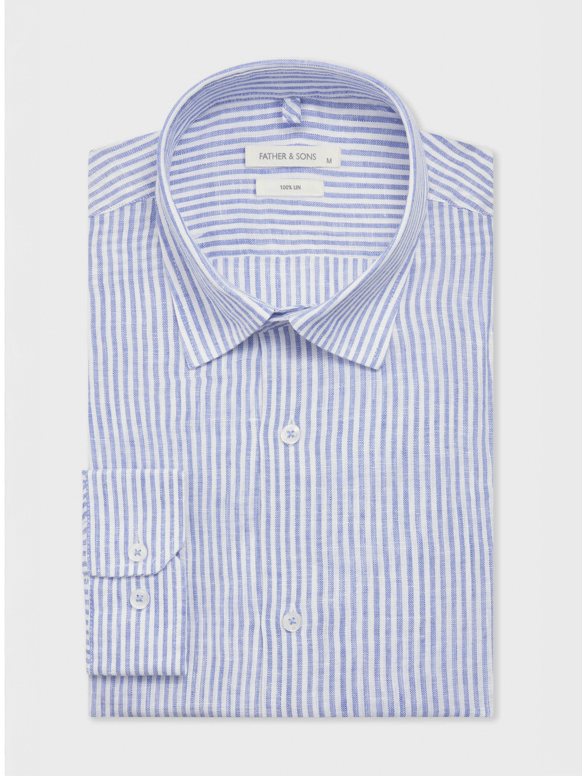 Chemise Slim En Lin Bleu Indigo Rayures
