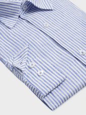 Chemise Slim En Lin Bleu Indigo Rayures