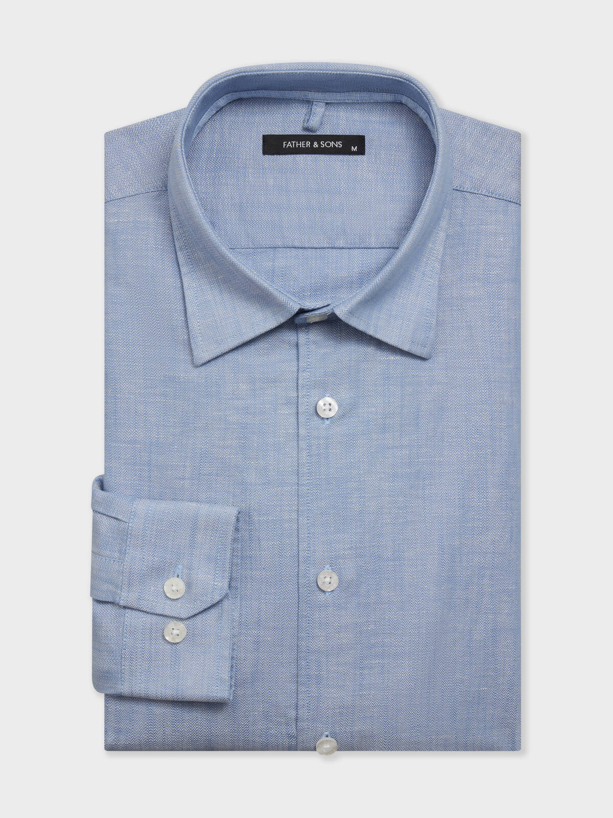 Chemise Slim En Lin Et Coton Bleu Jeans