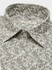 Chemise Slim En Lin Et Coton Motif Kaki