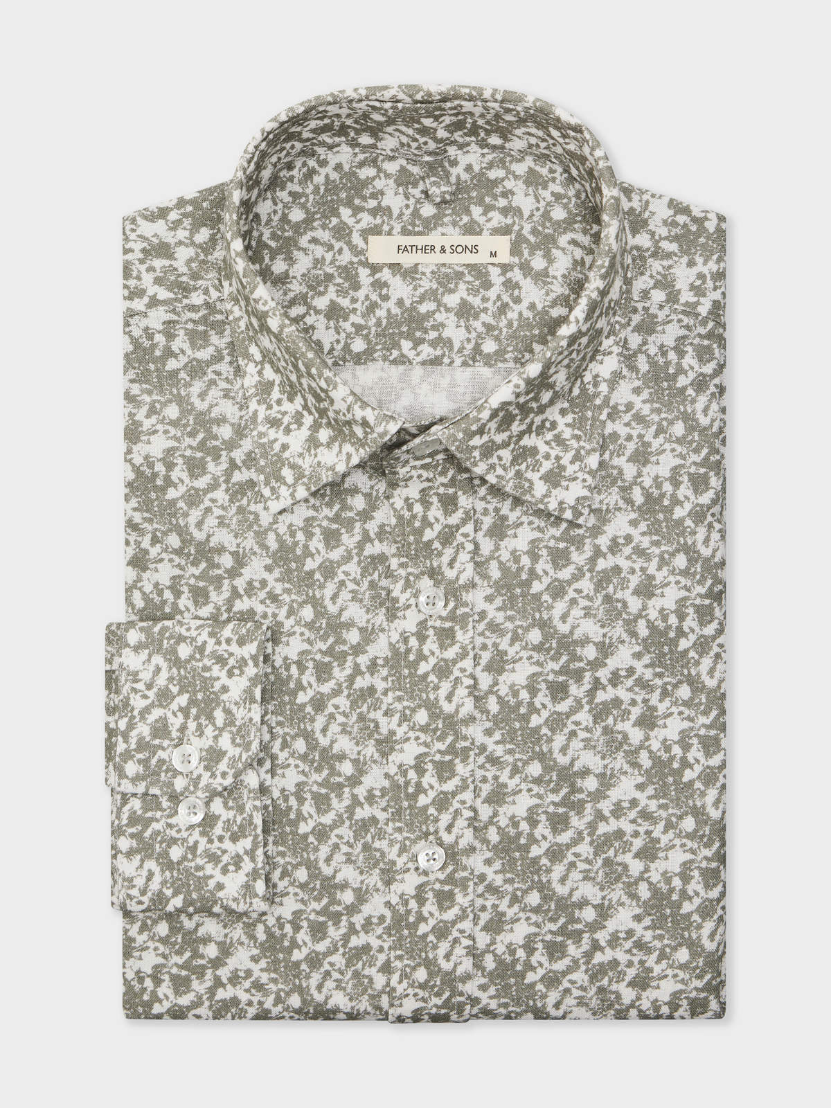 Chemise Slim En Lin Et Coton Motif Kaki