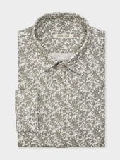 Chemise Slim en lin et coton à motif kaki