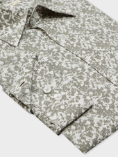 Chemise Slim En Lin Et Coton Motif Kaki