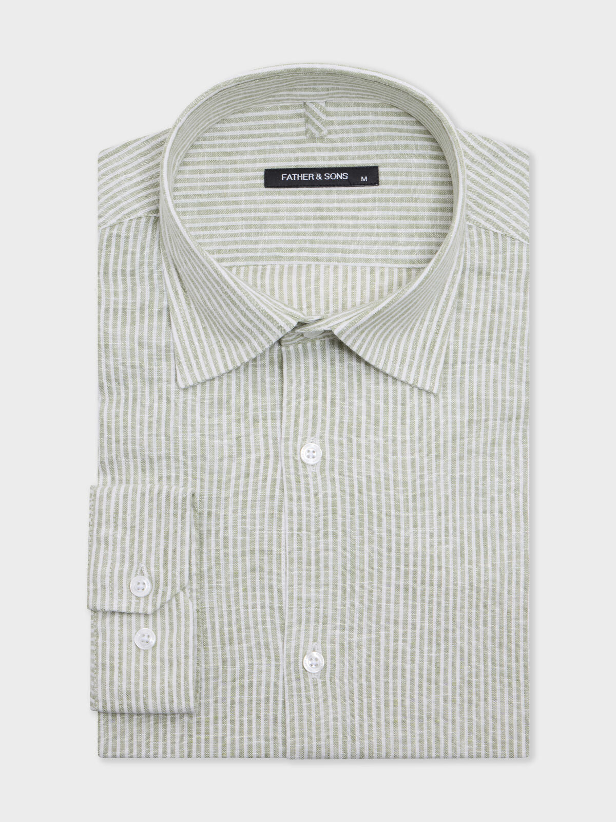 Chemise Slim En Lin Kaki Rayures