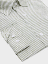 Chemise Slim En Lin Kaki Rayures