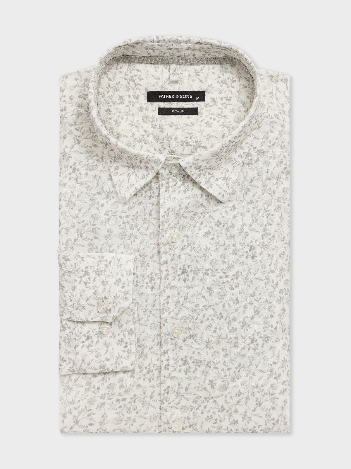 Chemise Slim En Lin Motif Fleuri Kaki