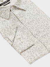 Chemise Slim En Lin Motif Fleuri Kaki