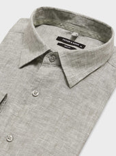 Chemise Slim En Lin Kaki