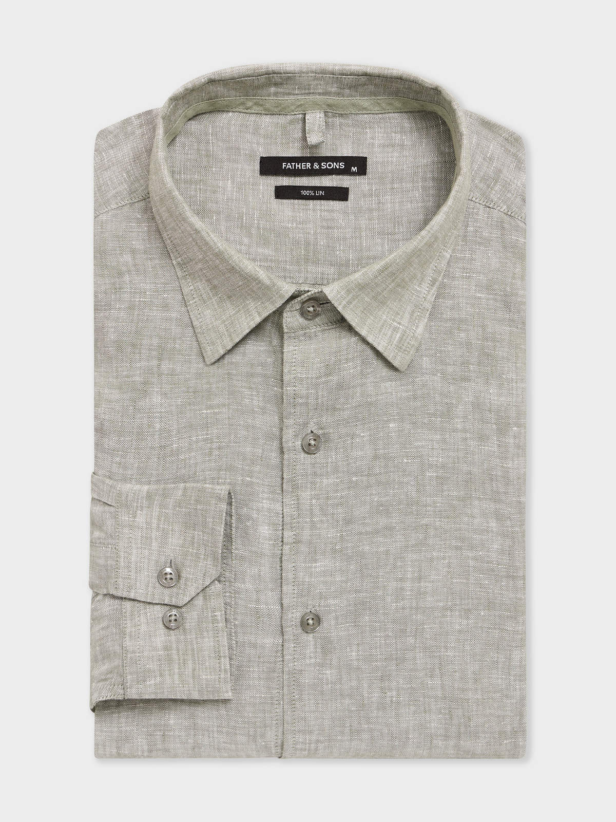 Chemise Slim En Lin Kaki