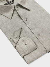 Chemise Slim En Lin Kaki
