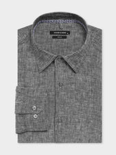 Chemise slim en lin bleu marine