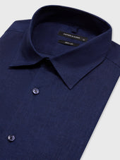 Chemise Slim En Lin Bleu Marine
