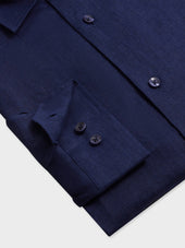 Chemise Slim En Lin Bleu Marine