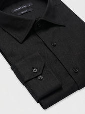 Chemise Slim En Lin Noir