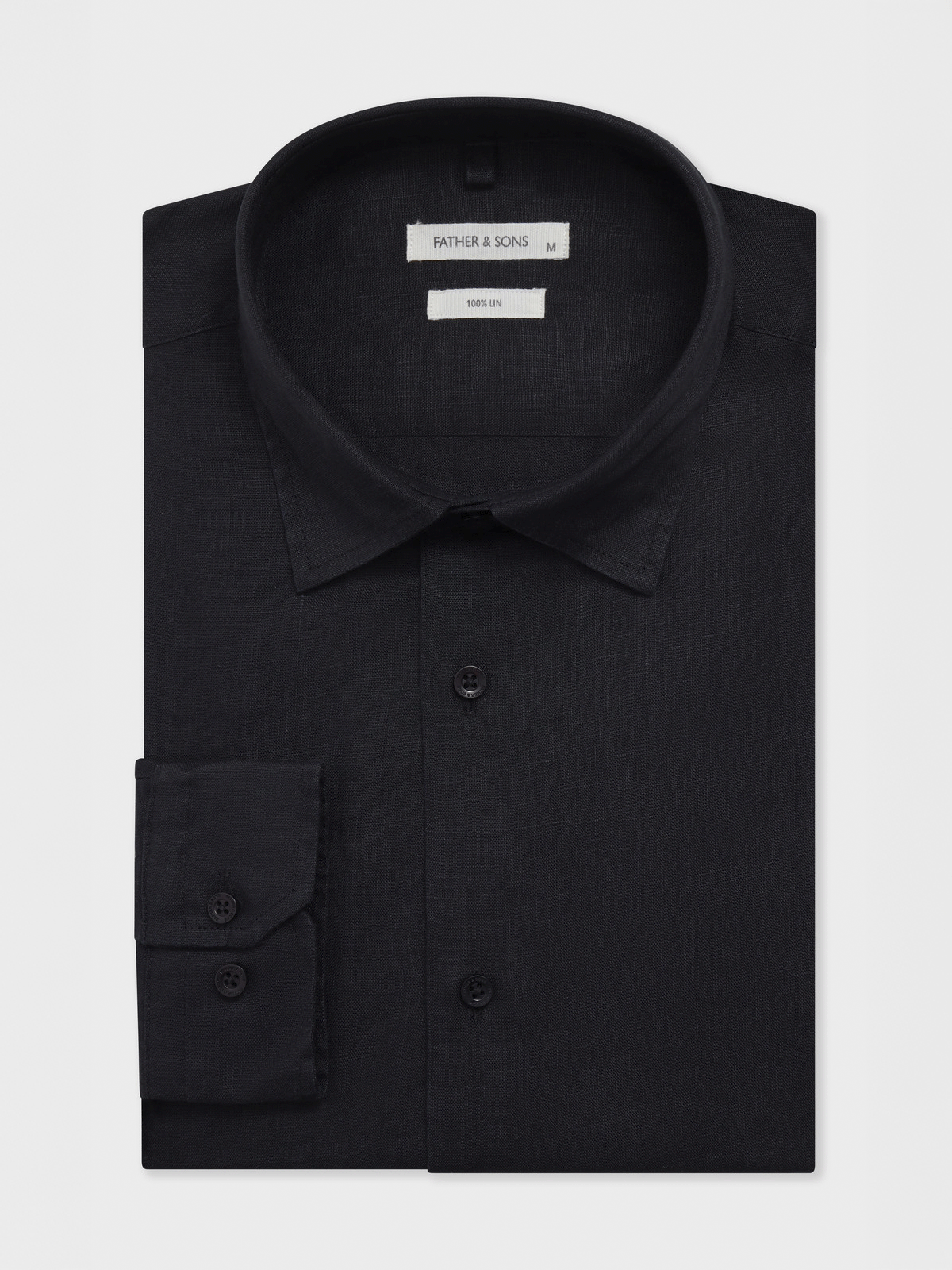 Chemise Slim En Lin Noir