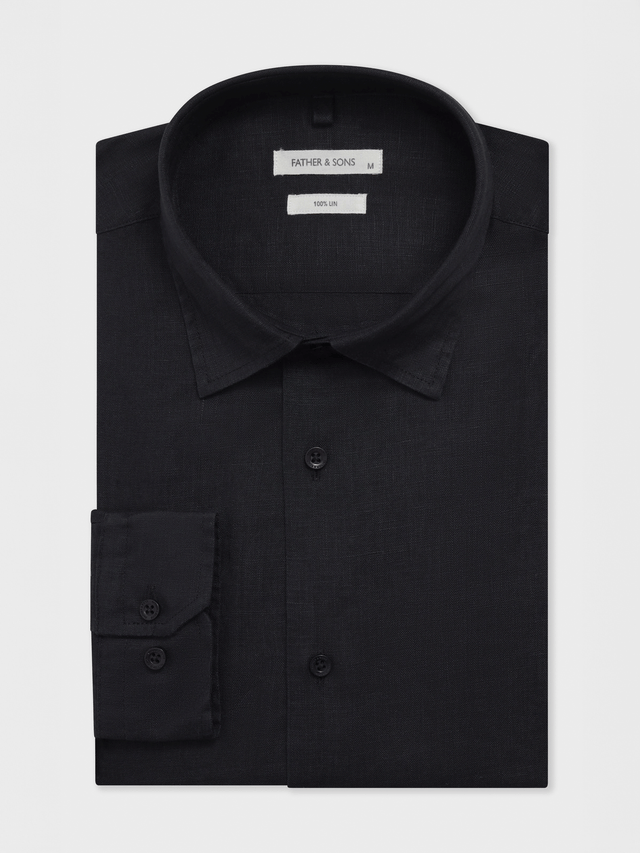 Chemise slim en lin noir