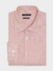 Chemise slim en lin orange