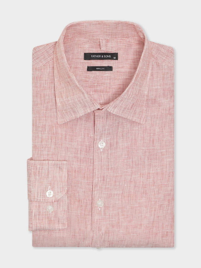 Chemise slim en lin orange
