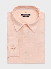 Chemise slim en lin pêche