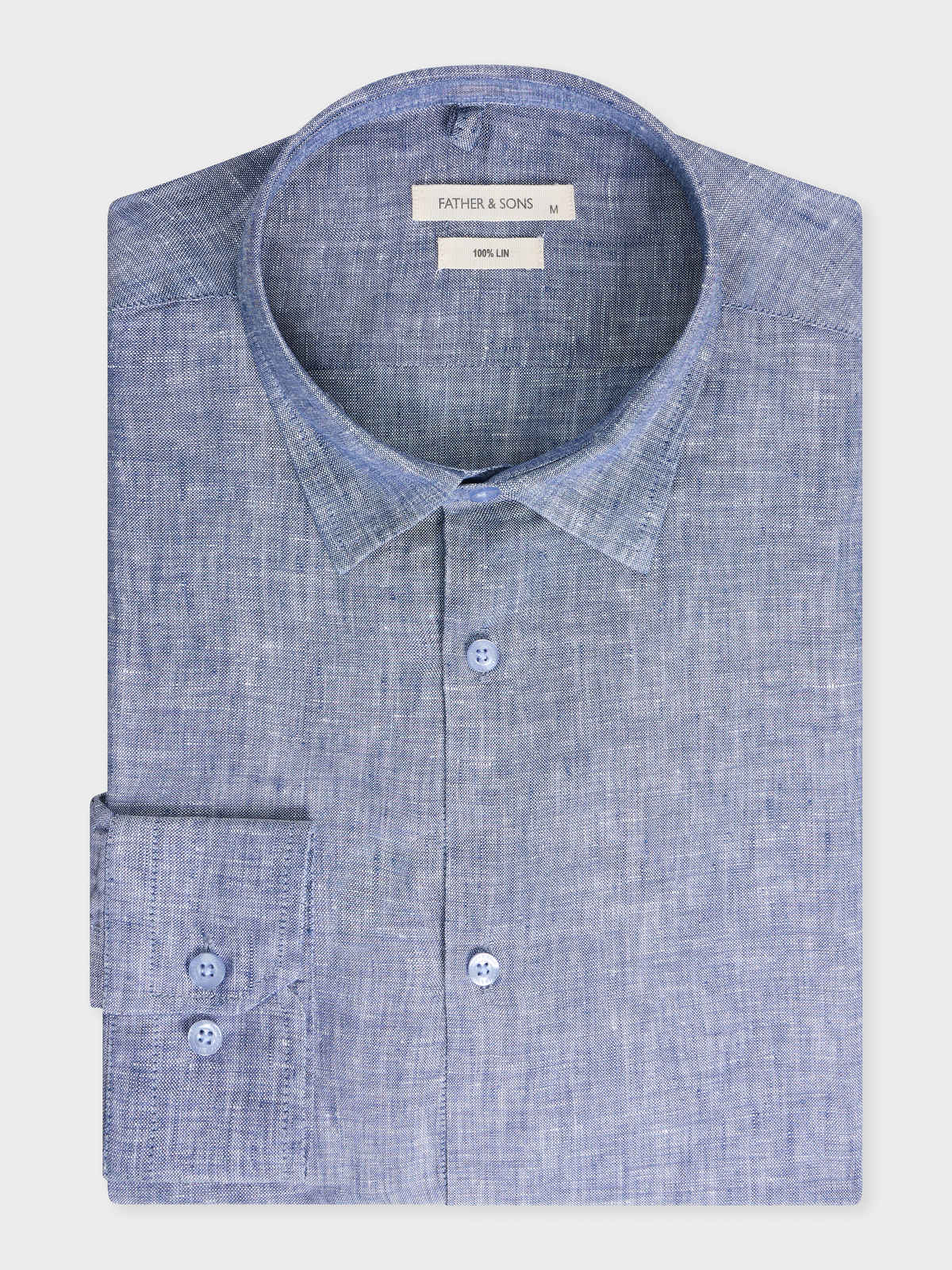 Chemise Sport Slim En Lin Uni Bleu Chambray