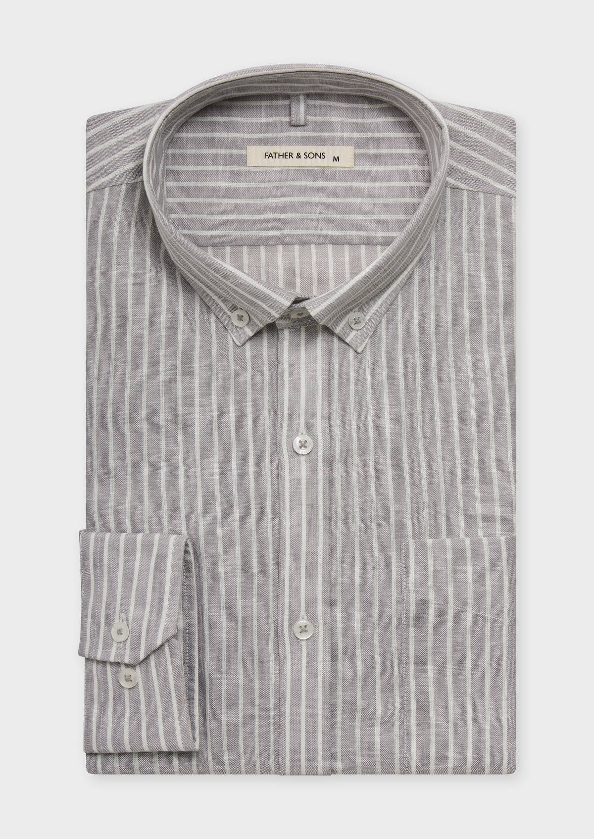 Chemise Sport Slim En Lin Et Coton Gris Rayures Blanches