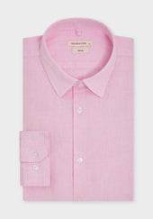 Chemise sport Slim en lin rose à carreaux blancs