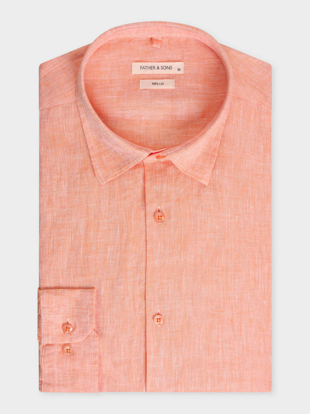 Chemise sport Slim en lin uni terracotta