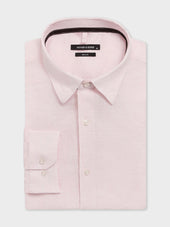 Chemise slim en lin rose