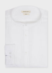 Chemise sport Slim en lin uni blanc à col officier