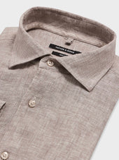 Chemise Slim En Lin Marron