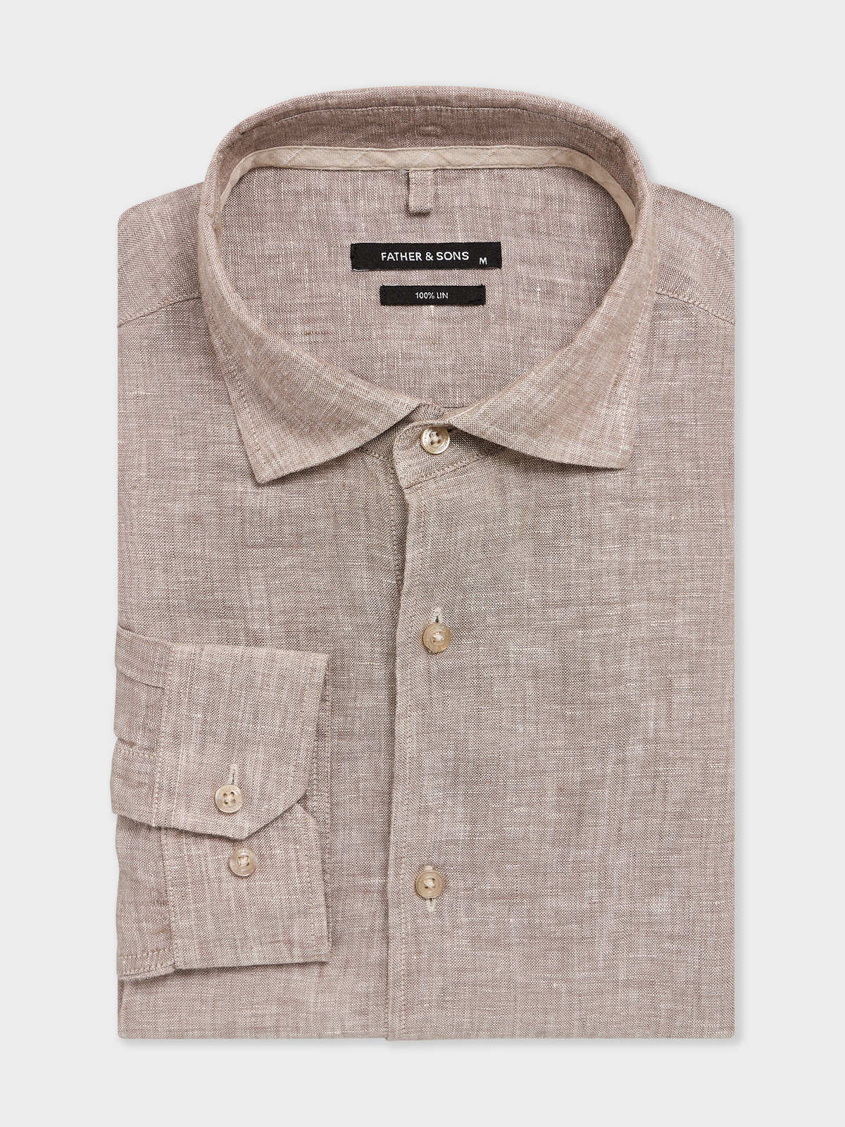 Chemise Slim En Lin Marron