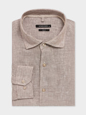Chemise slim en lin marron