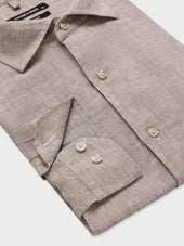 Chemise Slim En Lin Marron