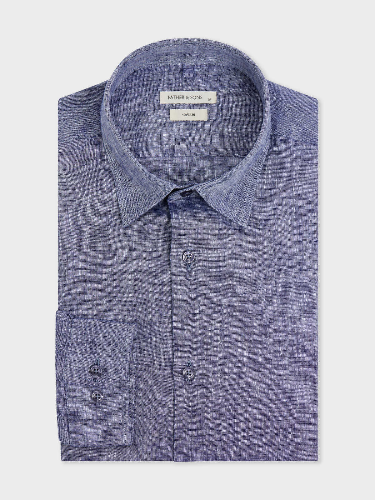 Chemise Slim En Lin Bleu Chambray