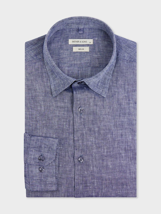 Chemise Slim en lin bleu chambray