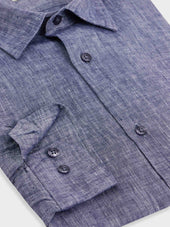 Chemise Slim En Lin Bleu Chambray
