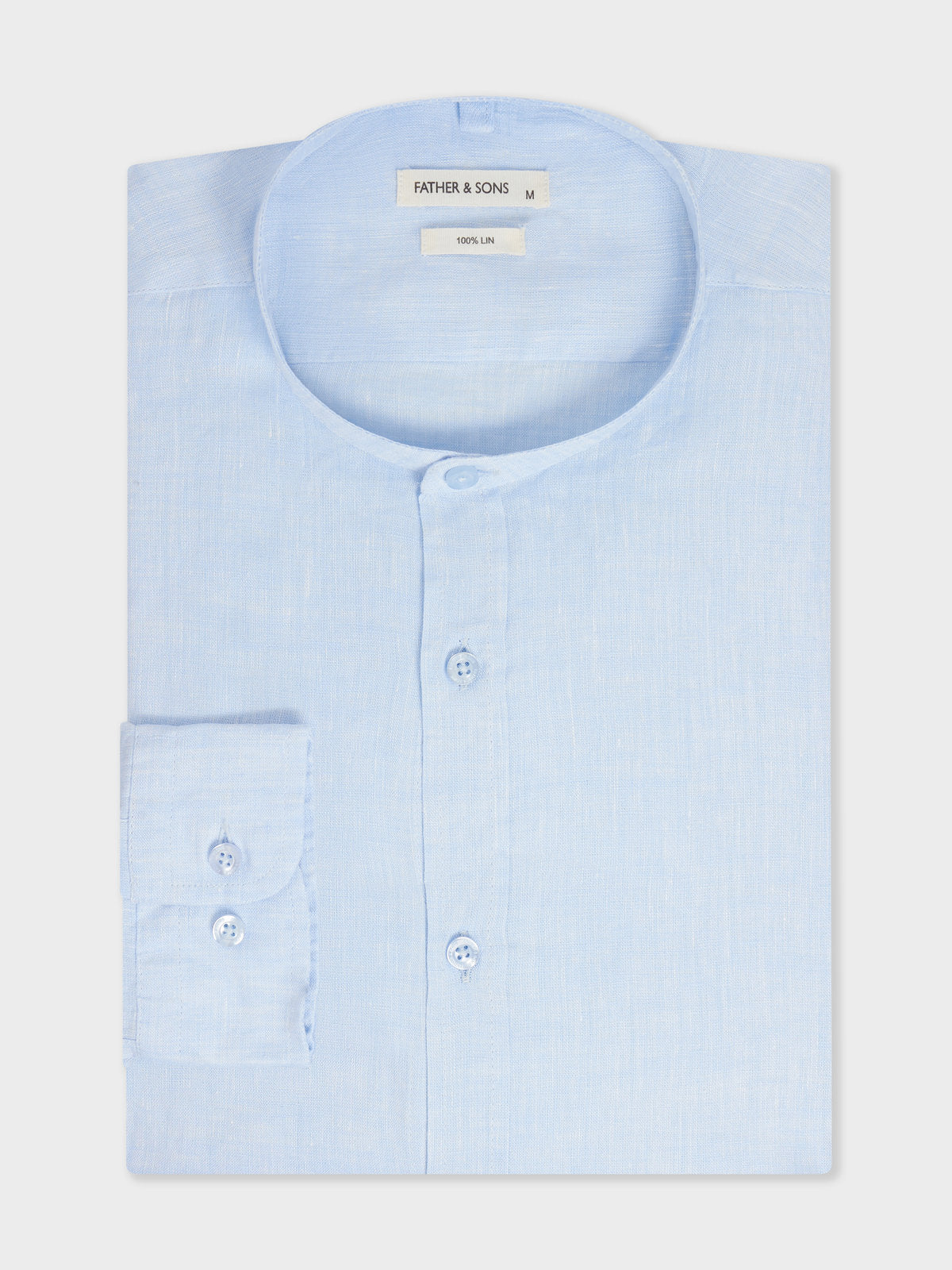 Chemise Sport Slim En Lin Uni Bleu Ciel Col Officier
