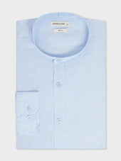 Chemise sport Slim en lin uni bleu ciel à col officier