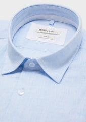 Chemise Sport Slim En Lin Uni Bleu Ciel