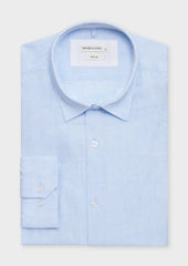 Chemise sport Slim en lin uni bleu ciel