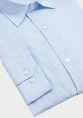 Chemise Sport Slim En Lin Uni Bleu Ciel
