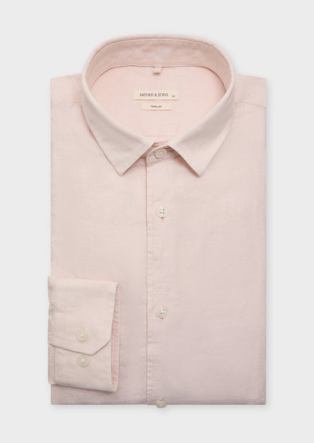 Chemise sport Slim en lin uni rose