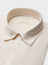 Chemise Sport Slim En Lin Uni Sable