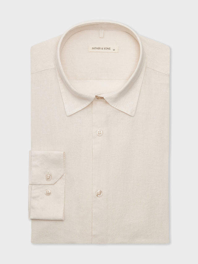 Chemise sport Slim en lin uni sable